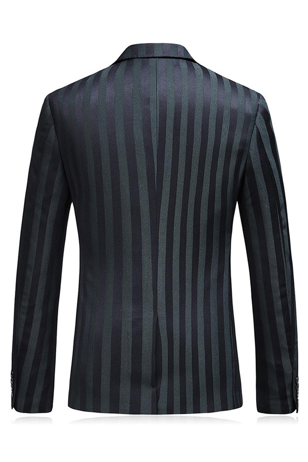 Men's Grey Green Striped Peaked Lapel 3 Pieces Prom Suits