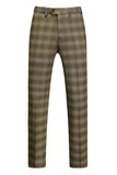 Men's Army Green Striped Peaked Lapel 3 Pieces Formal Suits