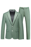 Grass Green Notched Lapel Striped 3 Pieces Men's Formal Suits