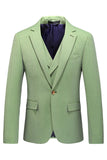 Light Green Notched Lapel 3 Pieces Men's Formal Suits