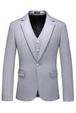 Light Grey 3 Pieces Notched Lapel Men's Formal Suits