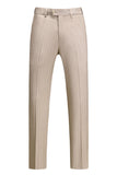 Khaki Striped 3 Pieces Notched Lapel Men's Formal Suits