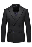 Black Peaked Lapel 3 Pieces Satin Men's Prom Suits