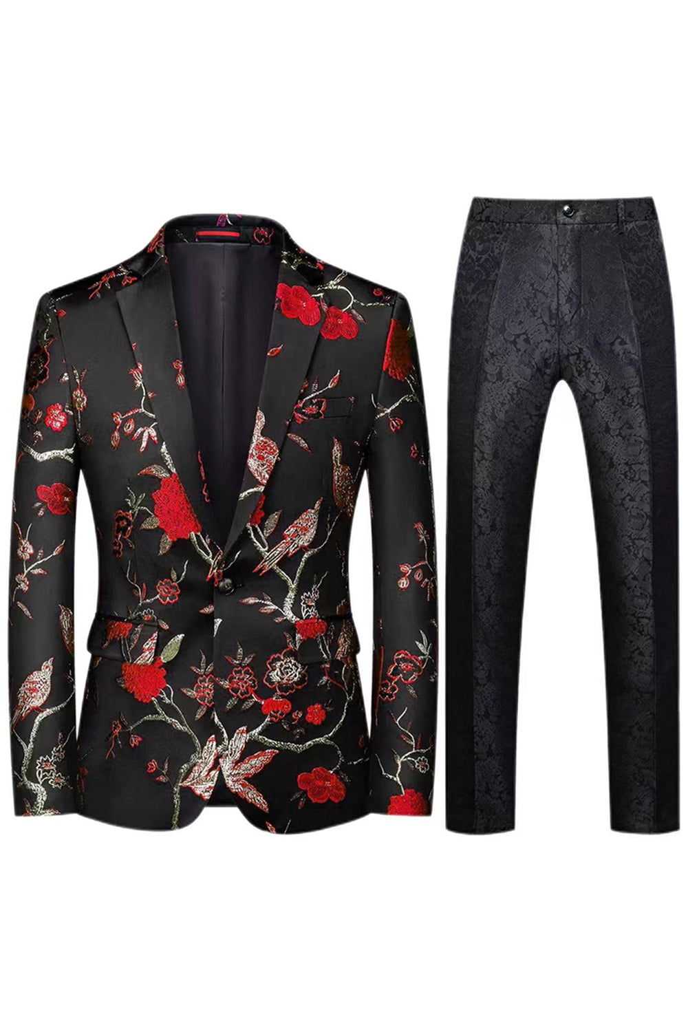 Notched Lapel Single Breasted Jacquard 2 Piece Purple Men's Prom Suits