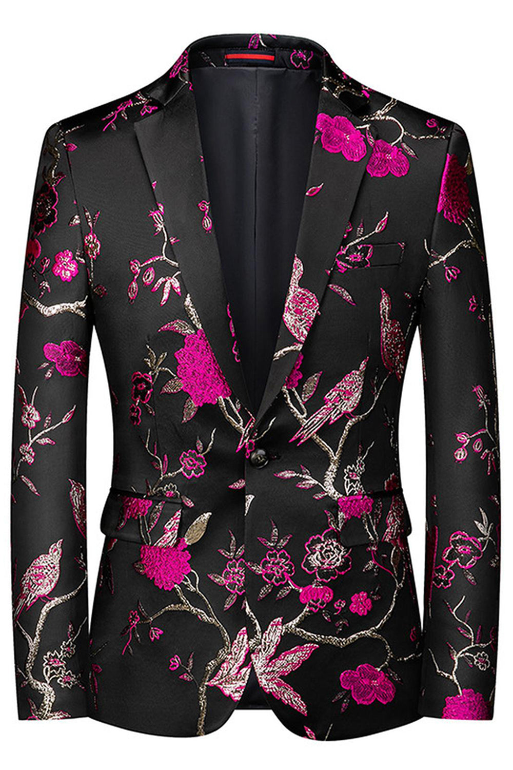 Blue Notched Lapel 3 Piece Jacquard Men's Prom Suits