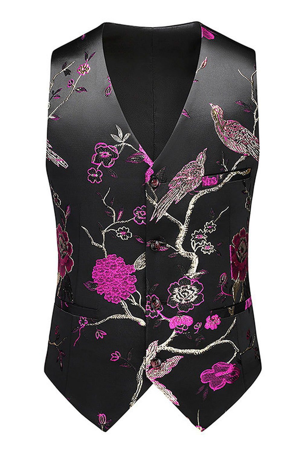 Blue Notched Lapel 3 Piece Jacquard Men's Prom Suits