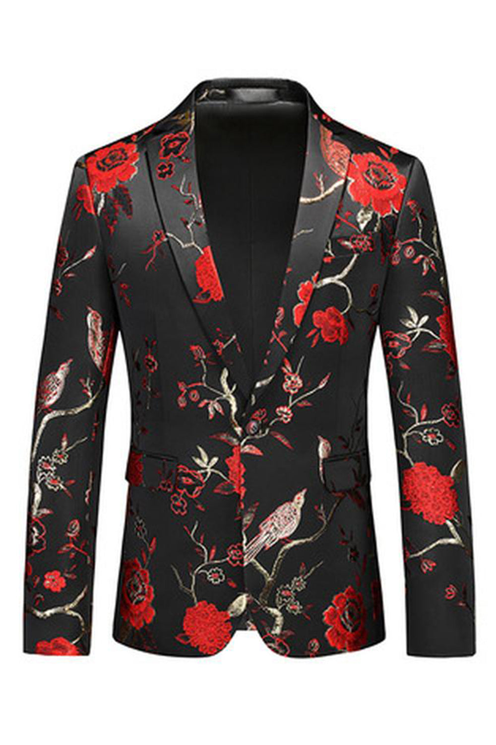 Blue Notched Lapel 3 Piece Jacquard Men's Prom Suits