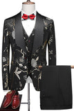 Purple Shawl Lapel Jacquard 3 Piece Men's Prom Suits