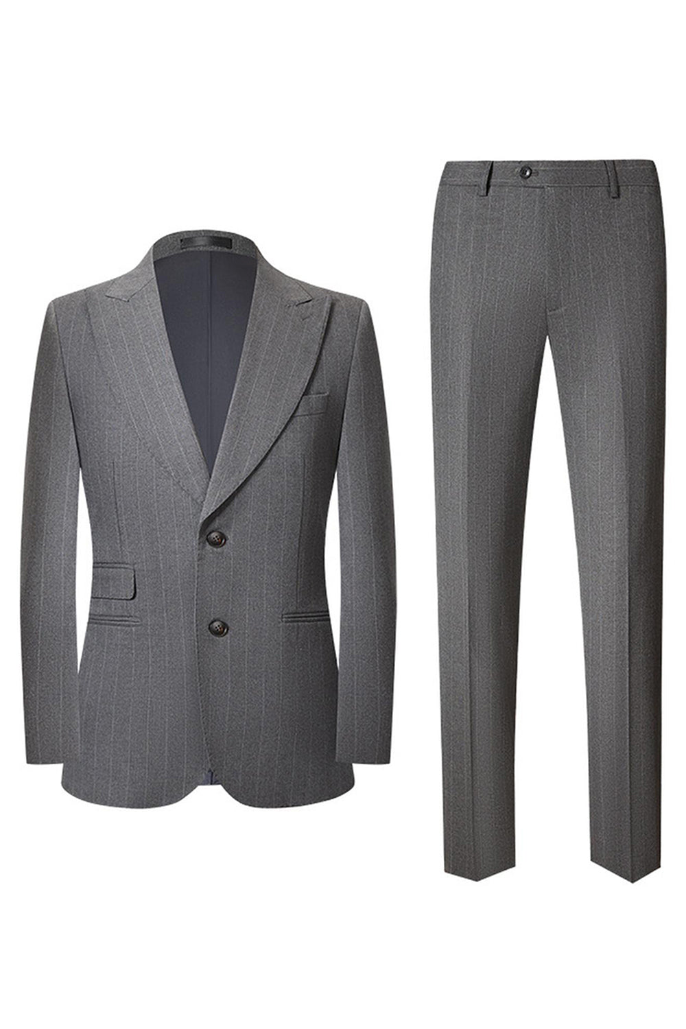 Grey 2 Piece Peak Lapel Single Breasted Men's Prom Suits