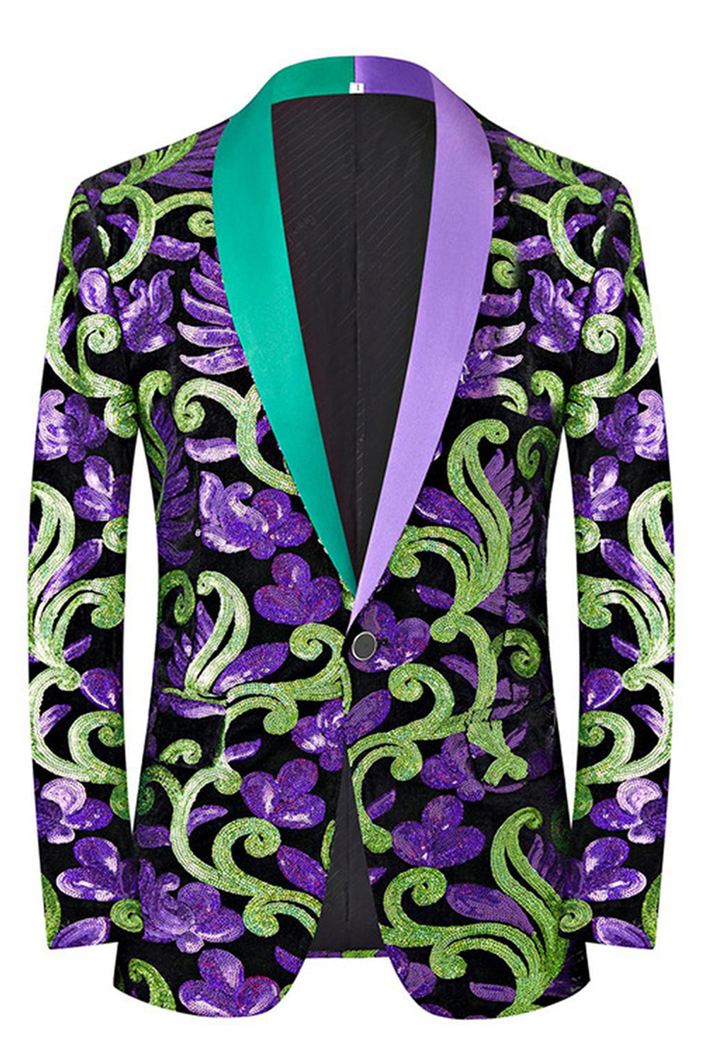 Green 2 Piece Jacquard Shawl Lapel Men's Prom Suits