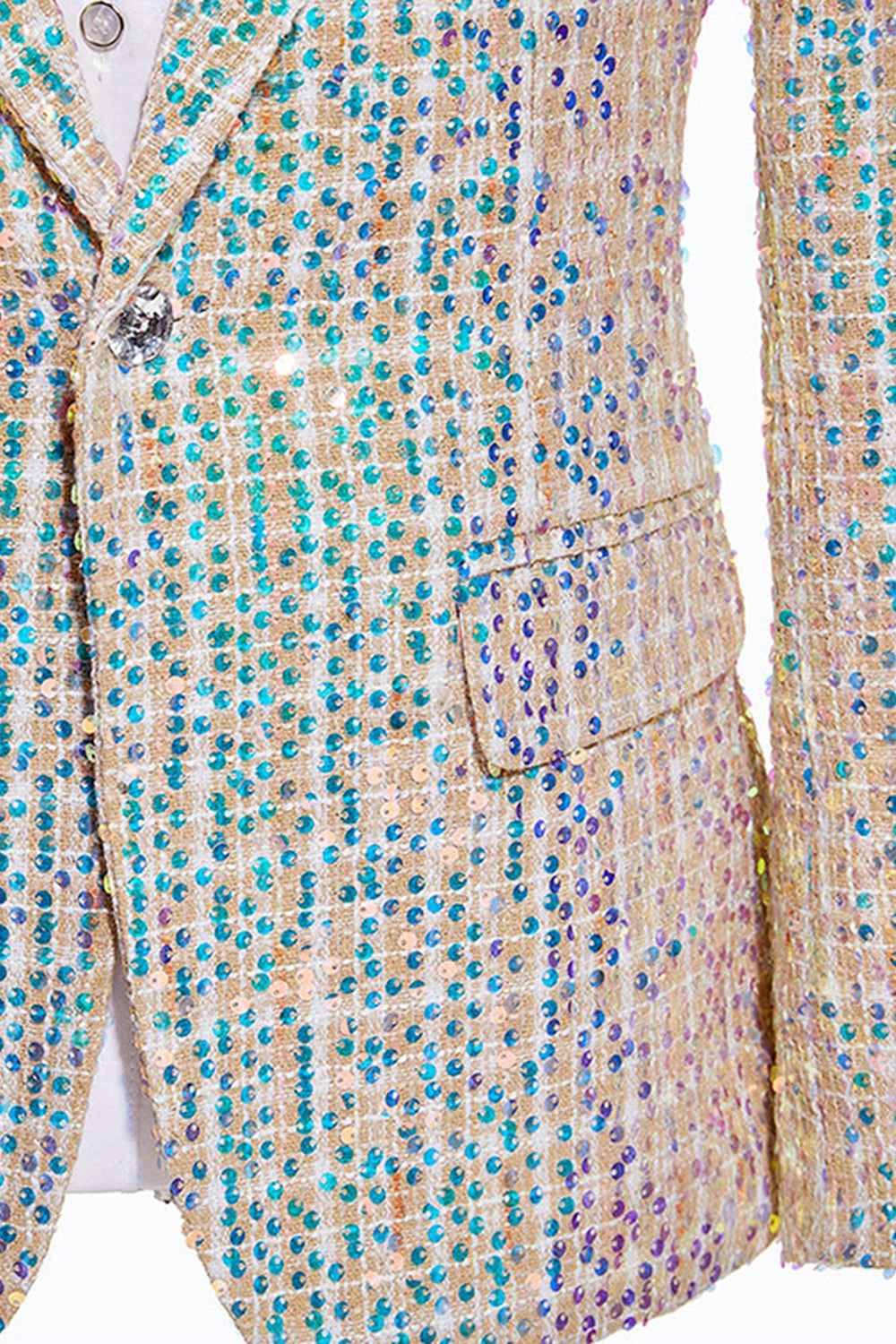 Sparkly Champagne Notched Lapel 2 Piece Men's Prom Suits with Sequins