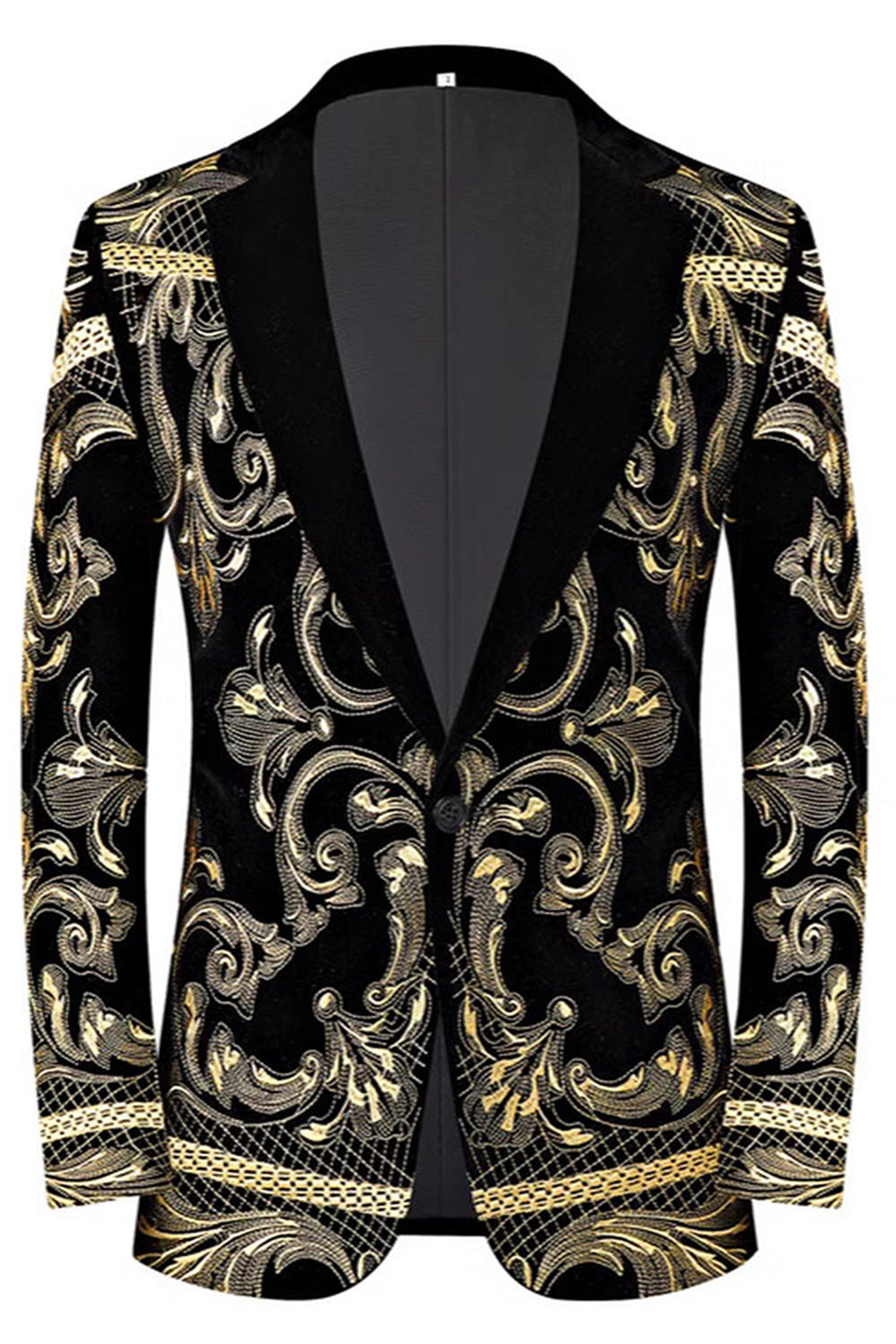 Men's Golden Jacquard 2 Piece Notched Lapel Prom Suits