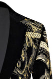 Men's Golden Jacquard 2 Piece Notched Lapel Prom Suits