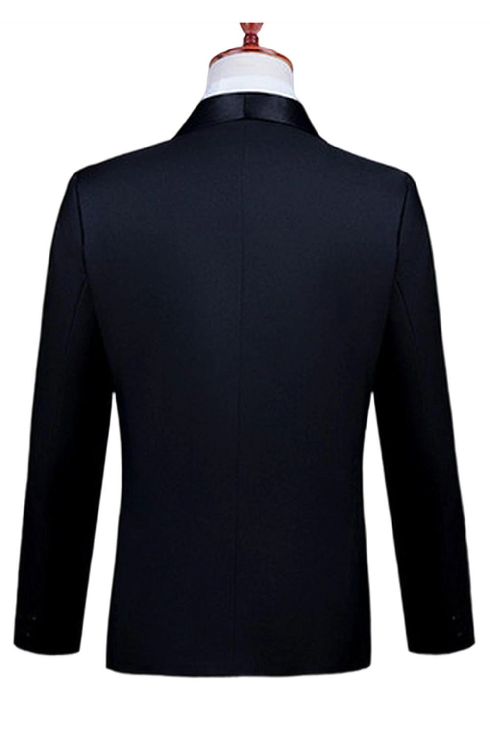 2 Piece Peak Lapel One Button Black Men's Suit with Beading