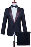 White Peak Lapel 2 Piece One Button Men's Prom Suit with Beading
