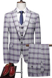 Grayish Purple Striped 3 Pieces Notched Lapel Men's Prom Suits
