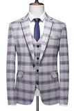 Grayish Purple Striped 3 Pieces Notched Lapel Men's Prom Suits