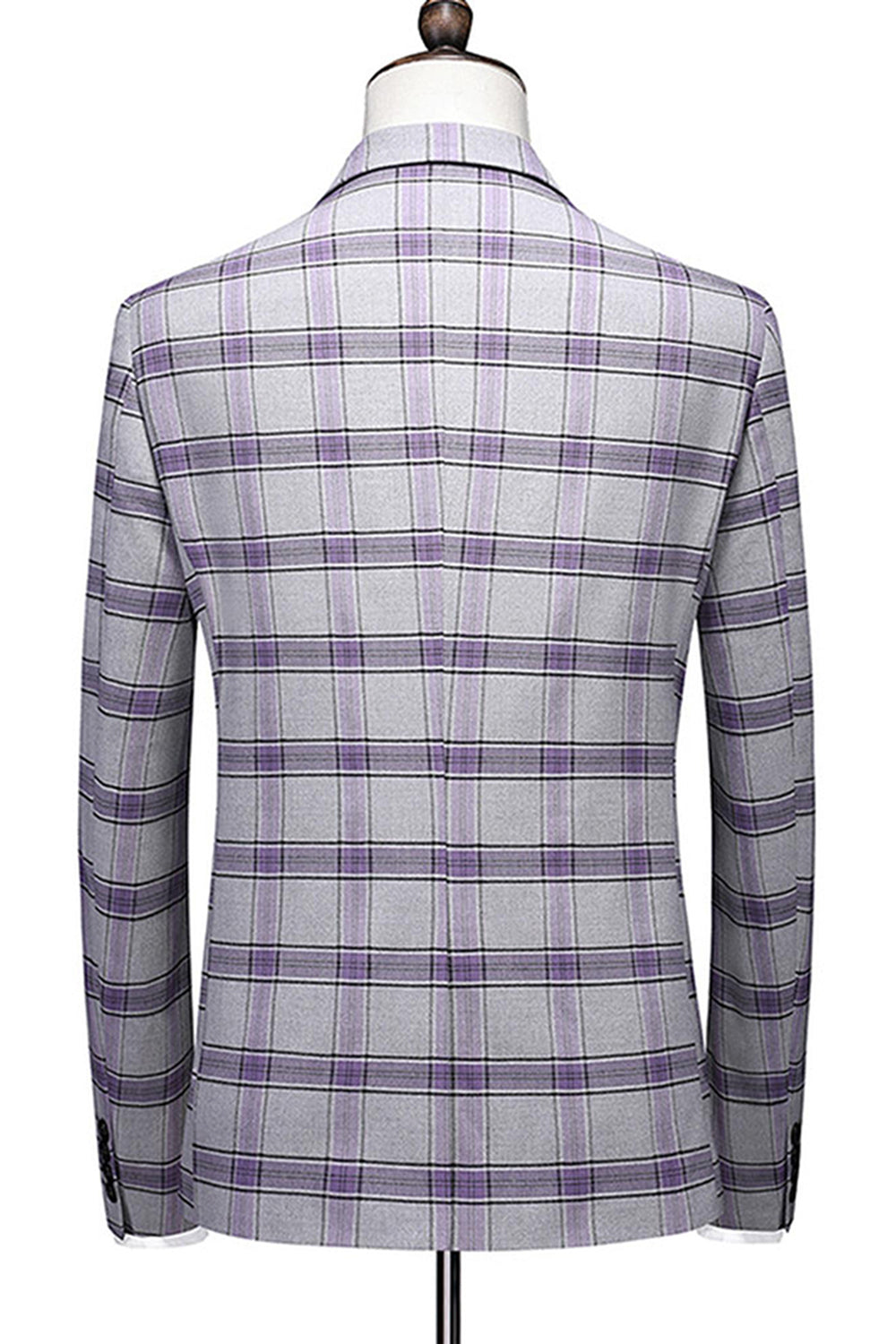 Grayish Purple Striped 3 Pieces Notched Lapel Men's Prom Suits