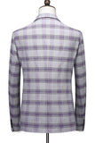 Grayish Purple Striped 3 Pieces Notched Lapel Men's Prom Suits