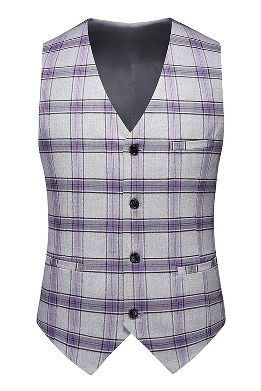 Grayish Purple Striped 3 Pieces Notched Lapel Men's Prom Suits