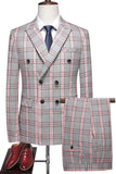 Pinkish Gray Striped 2 Pieces Peaked lapel Men's Prom Suits
