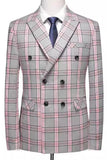 Pinkish Gray Striped 2 Pieces Peaked lapel Men's Prom Suits