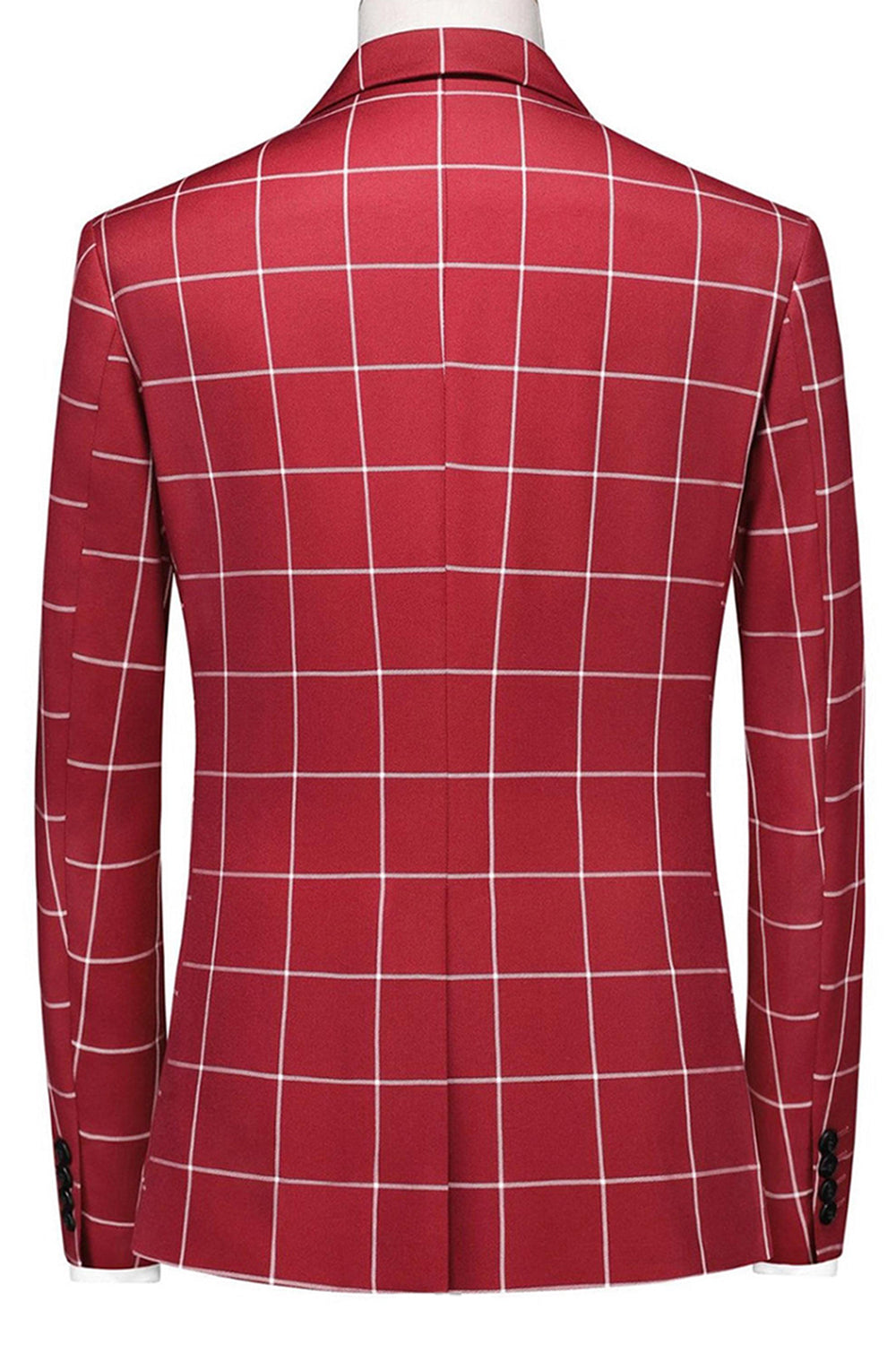 Red Striped Peaked lapel 3 Pieces Men's Prom Suits