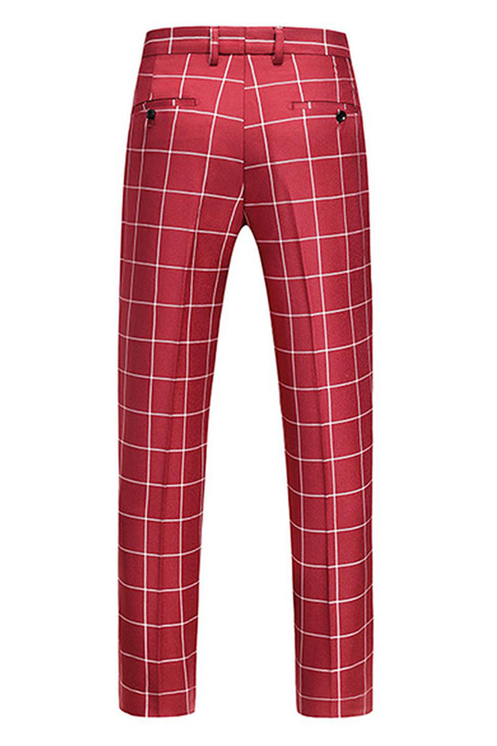 Red Striped Peaked lapel 3 Pieces Men's Prom Suits