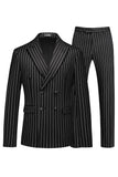 Blue Peak Lapel Striped 2-piece Men Suits