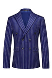 Blue Peak Lapel Striped 2-piece Men Suits