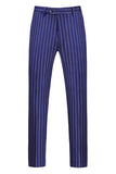 Blue Peak Lapel Striped 2-piece Men Suits