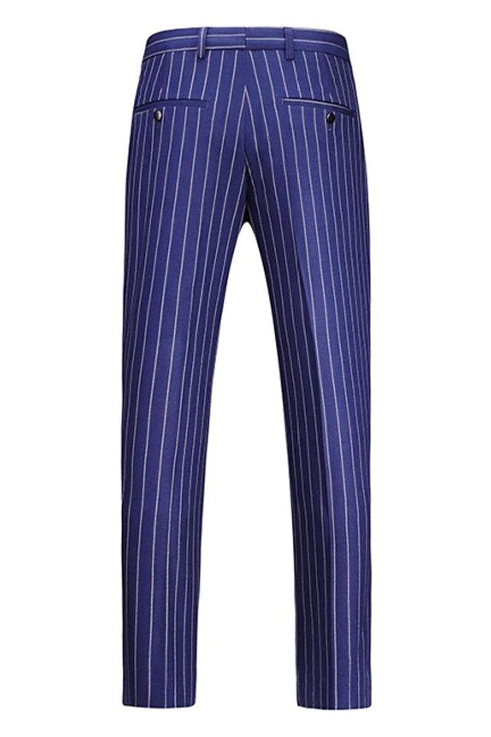 Blue Peak Lapel Striped 2-piece Men Suits