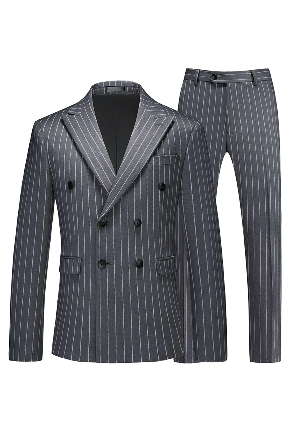 Blue Peak Lapel Striped 2-piece Men Suits