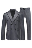 Blue Peak Lapel Striped 2-piece Men Suits