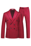 Blue Peak Lapel Striped 2-piece Men Suits
