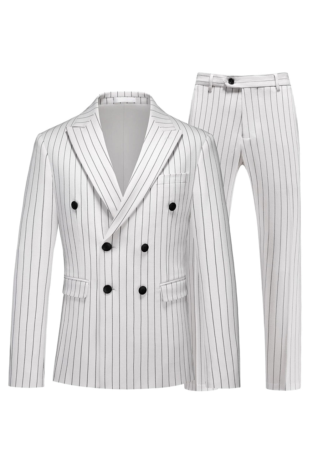 Blue Peak Lapel Striped 2-piece Men Suits