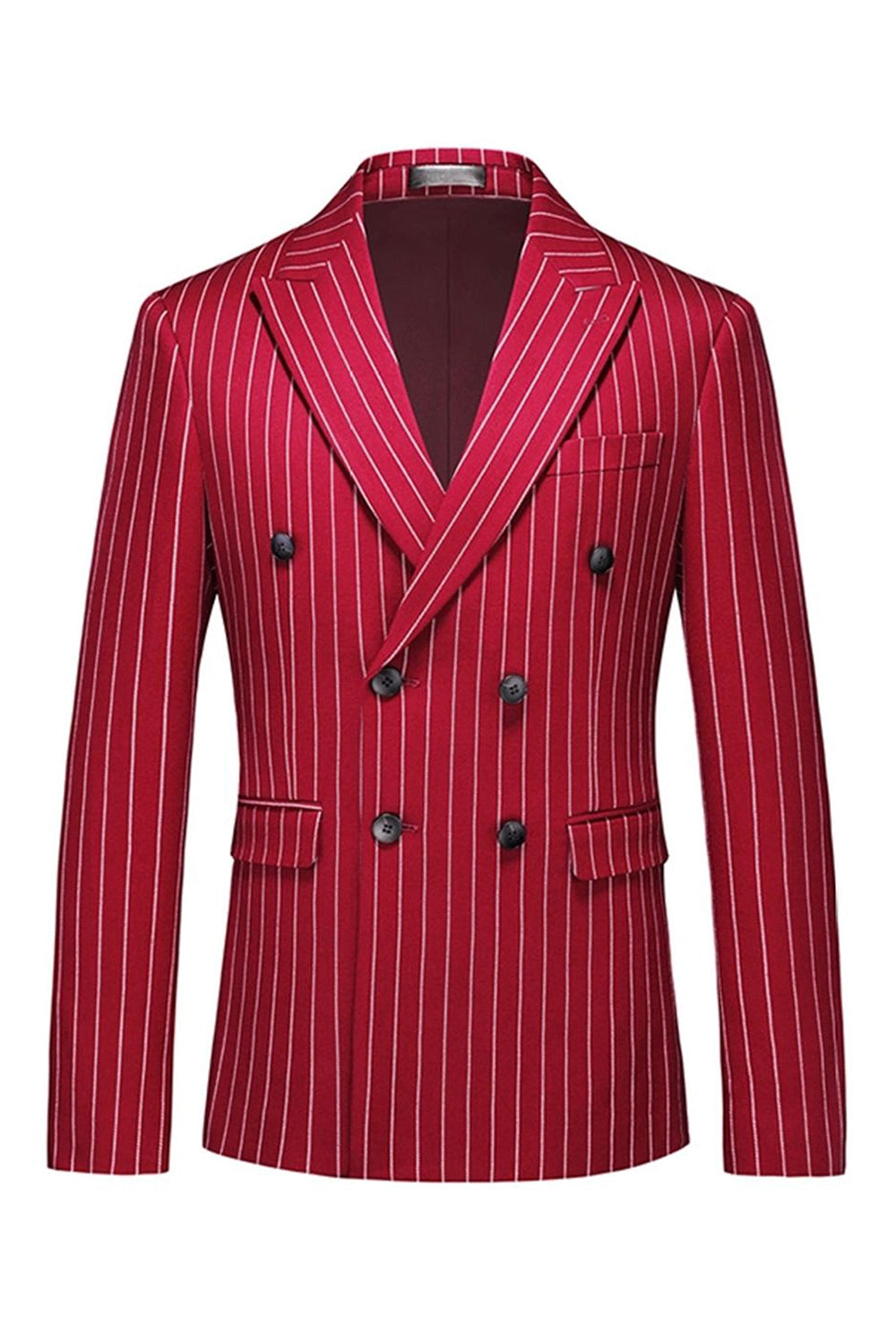 Red Striped Peak Lapel 3-Piece Men Suits