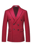 Red Striped Peak Lapel 3-Piece Men Suits