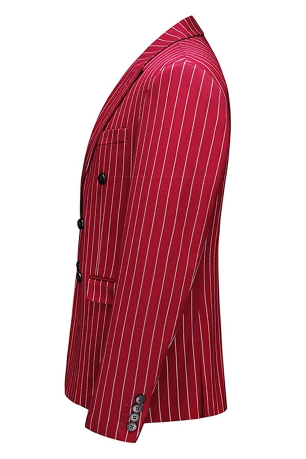 Red Striped Peak Lapel 3-Piece Men Suits