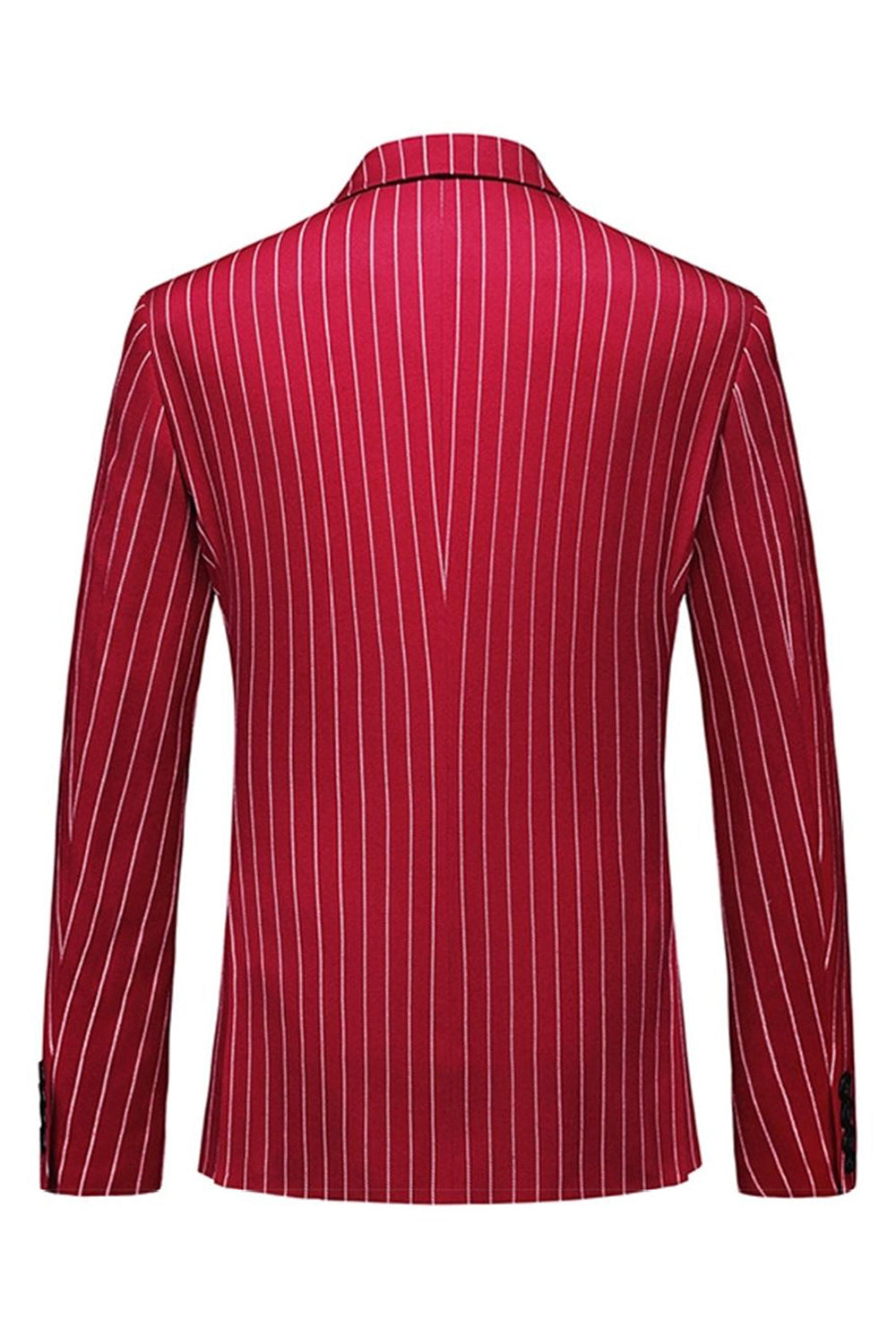 Red Striped Peak Lapel 3-Piece Men Suits