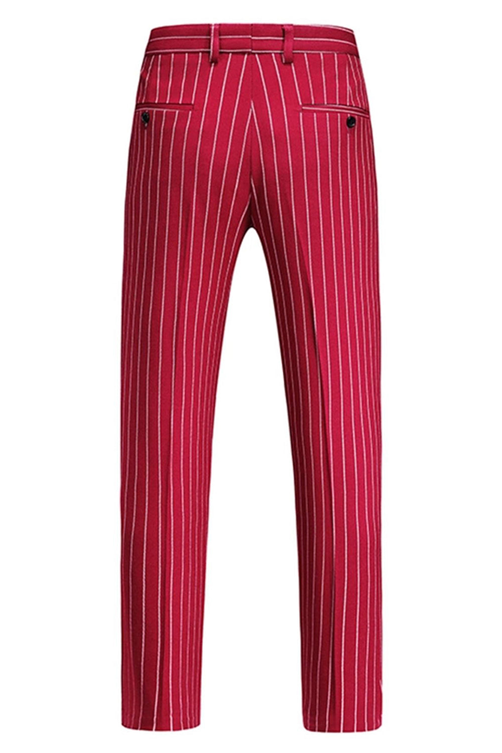 Red Striped Peak Lapel 3-Piece Men Suits