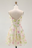 Apricot Floral Sequin A Line Mini Party Dress