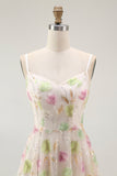 Apricot Floral Sequin A Line Mini Party Dress