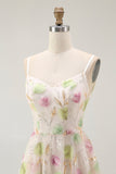Apricot Floral Sequin A Line Mini Party Dress