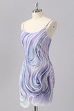 Sparkly Lilac Bodycon Beaded Cocktail Dress with Sequins