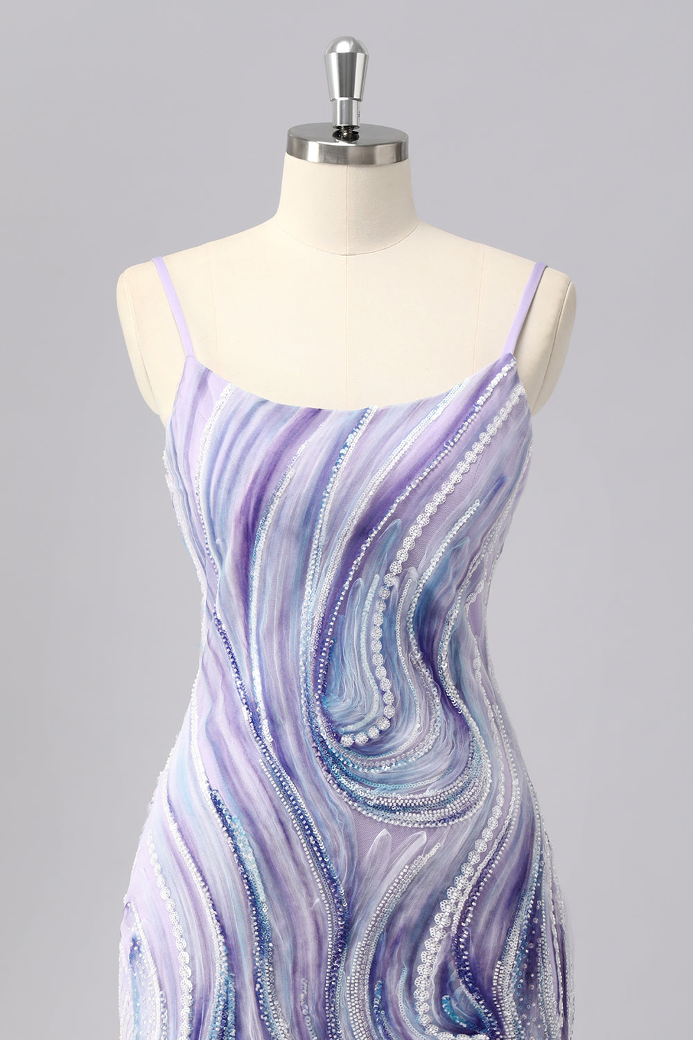 Sparkly Lilac Bodycon Beaded Cocktail Dress with Sequins