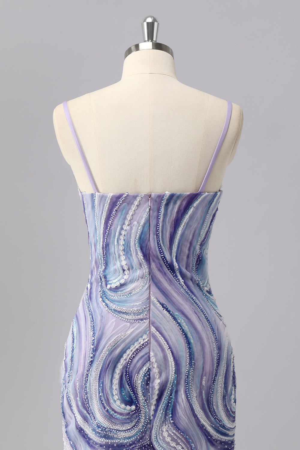 Sparkly Lilac Bodycon Beaded Cocktail Dress with Sequins