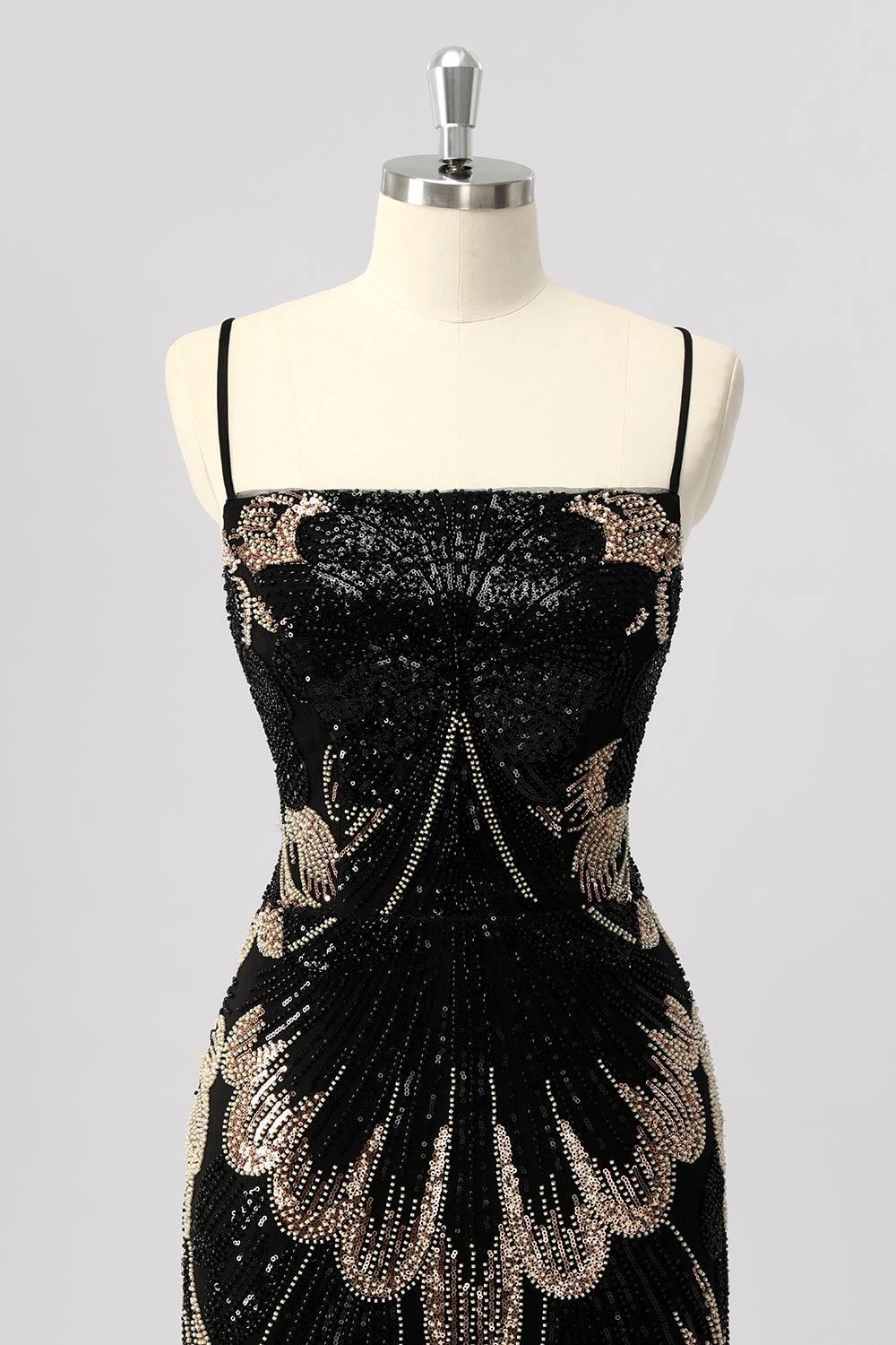 Black Bodycon Sequin Short Prom Dress with Lace Up Back