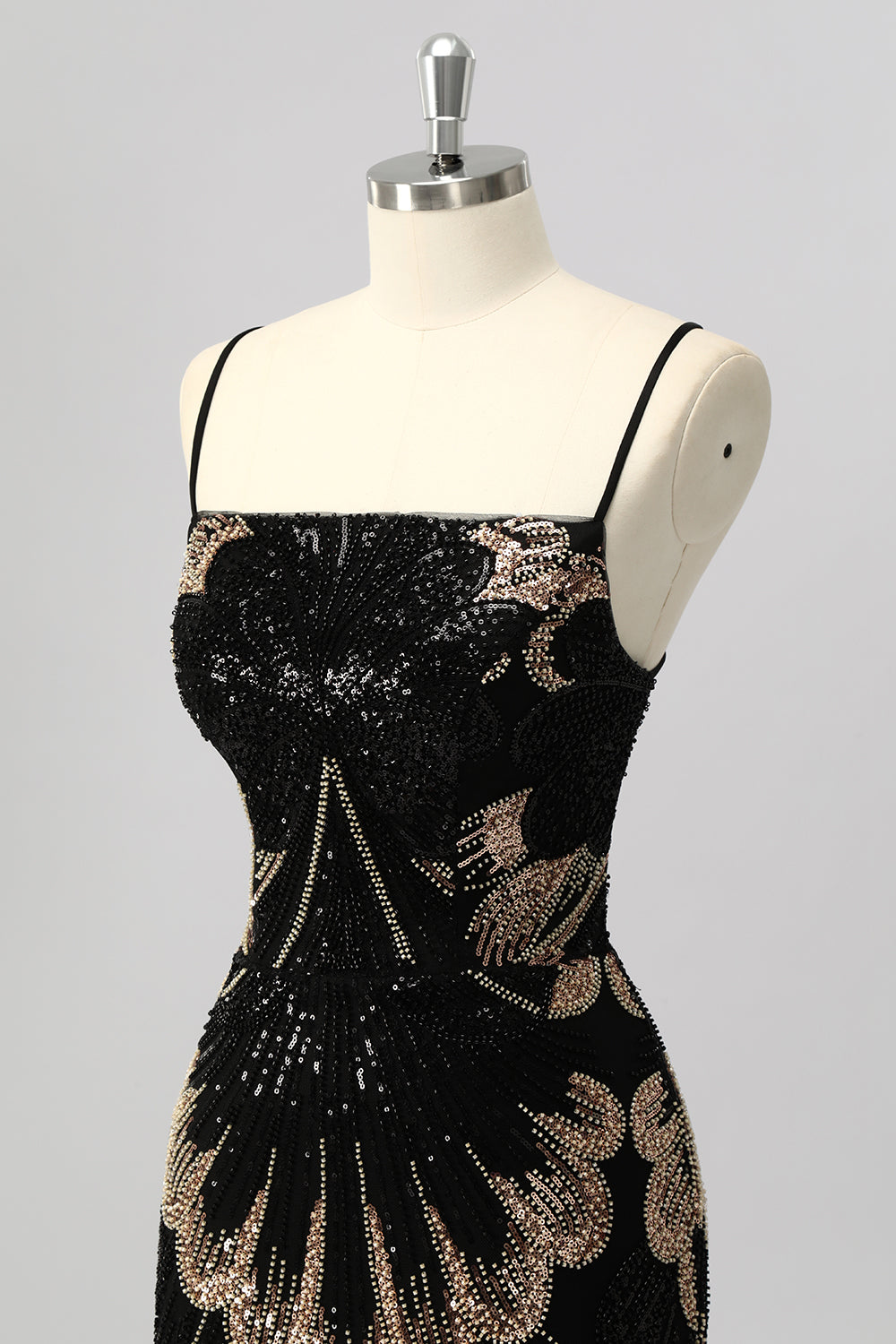 Black Bodycon Sequin Short Prom Dress with Lace Up Back