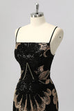Black Bodycon Sequin Short Prom Dress with Lace Up Back